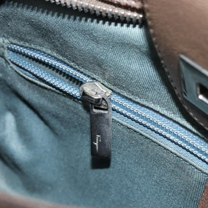 Salvatore Ferragamo Gancini handbag Leather, BROWN, LEATHER, Handbag