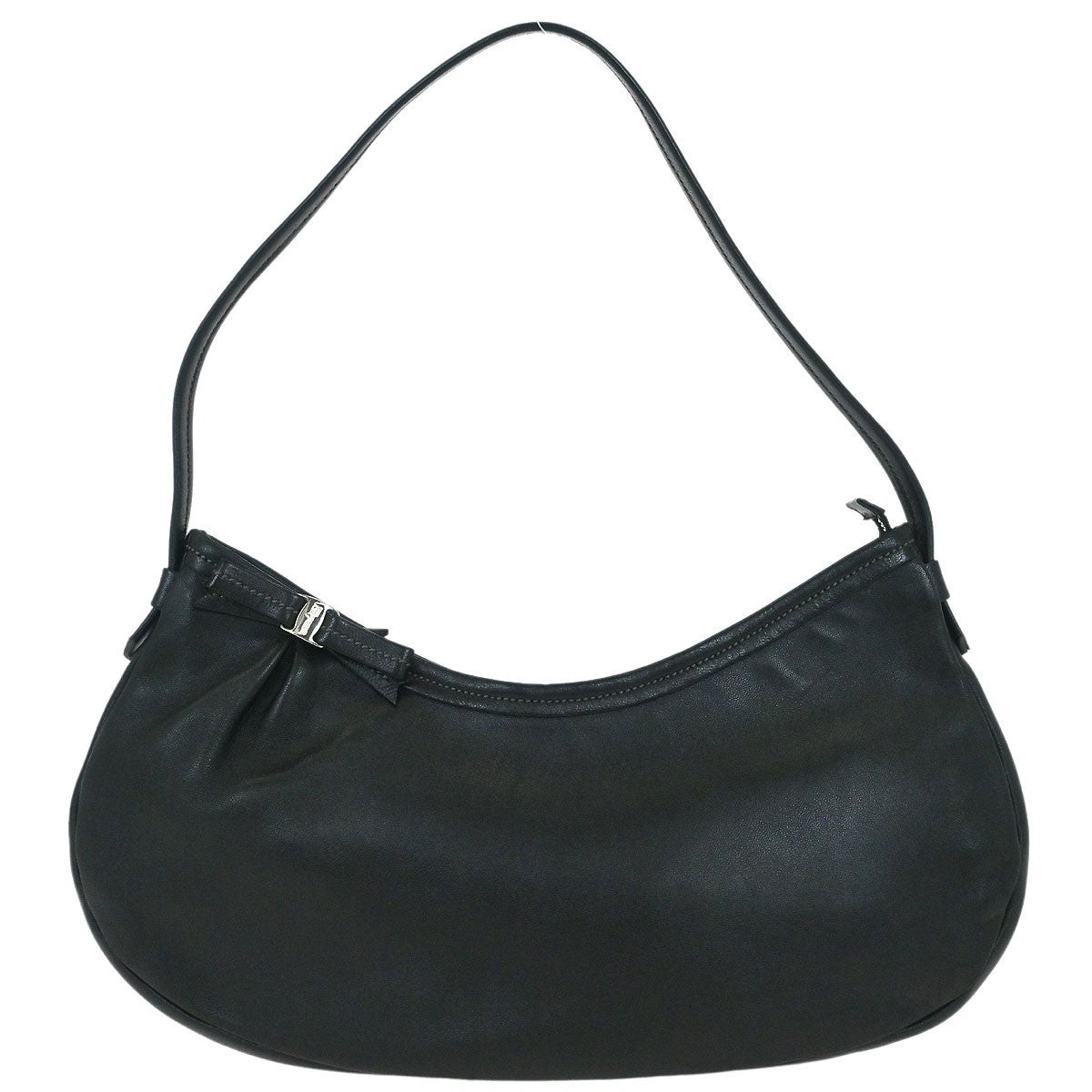 Salvatore Ferragamo Vara Bow Hobo Leather, BLACK, LEATHER, Handbag