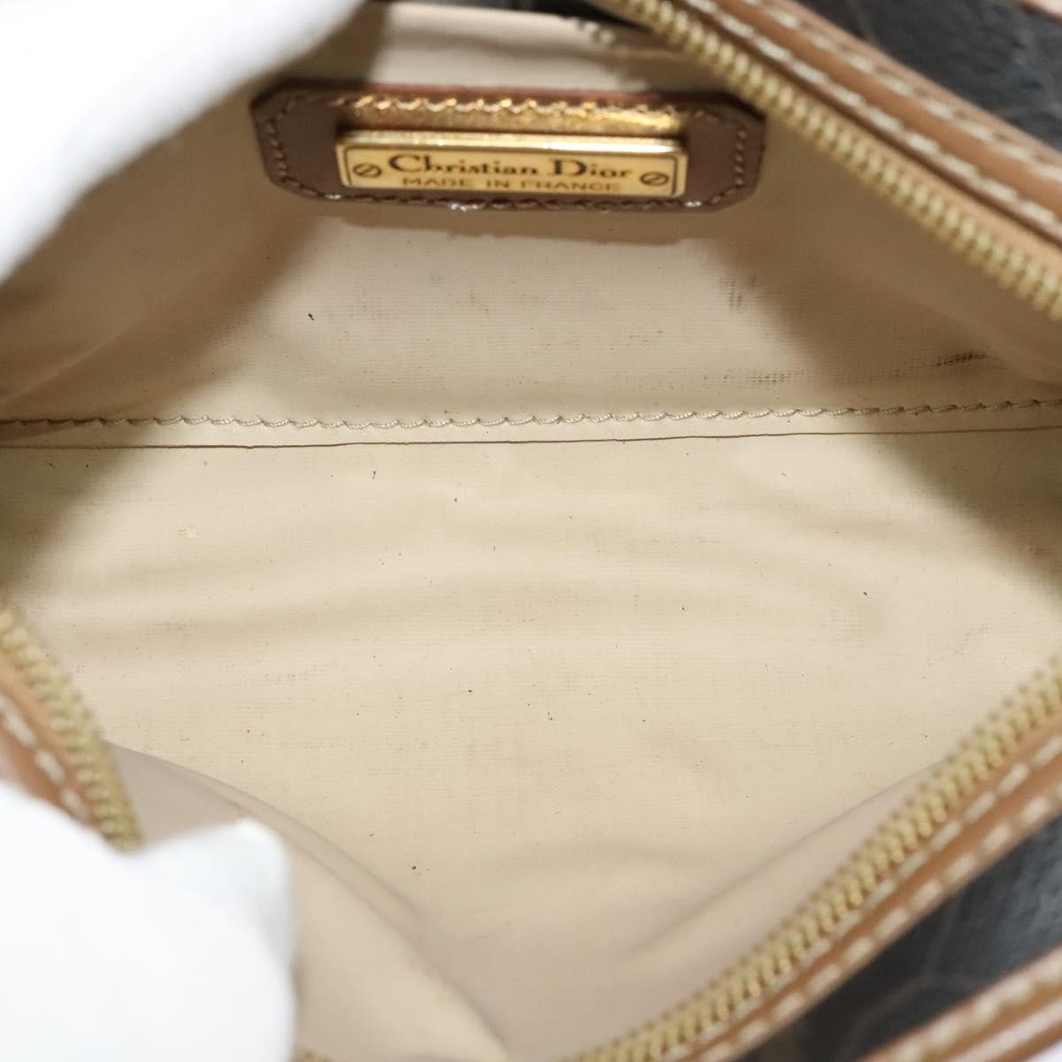 Christian Dior Vintage Honeycomb Zip Pouch Canvas and Leather, BROWN, CANVAS, Clutche & pouche