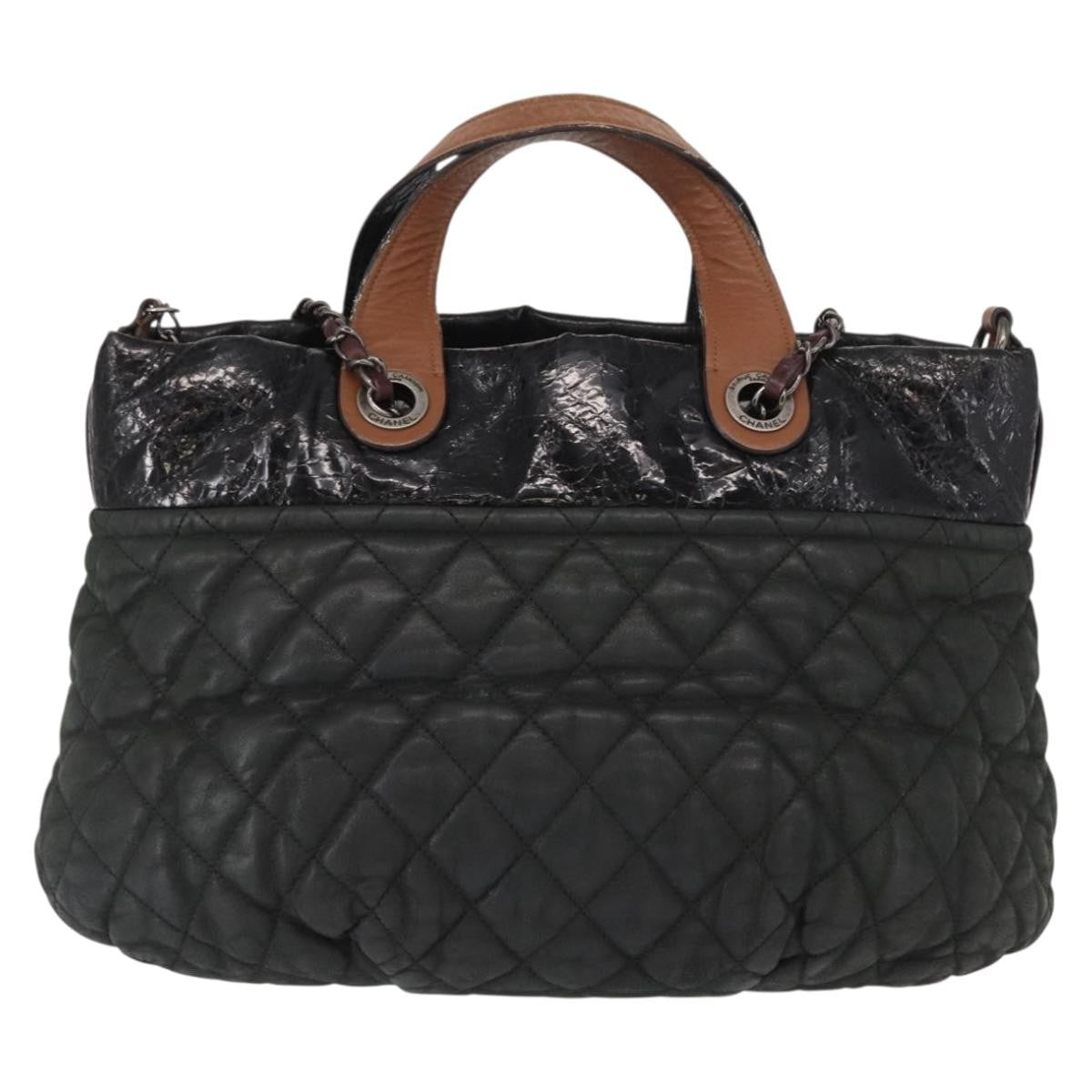 Chanel In The Mix Tote Quilted Iridescent Calfskin, BLACK, LEATHER, Shoulder bag