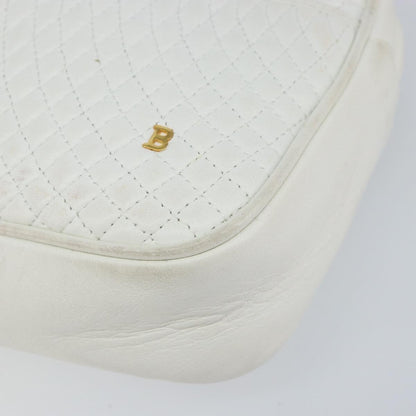 Bally Vintage Chain Shoulder Bag Quilted Leather, WHITE, LEATHER, Shoulder bag