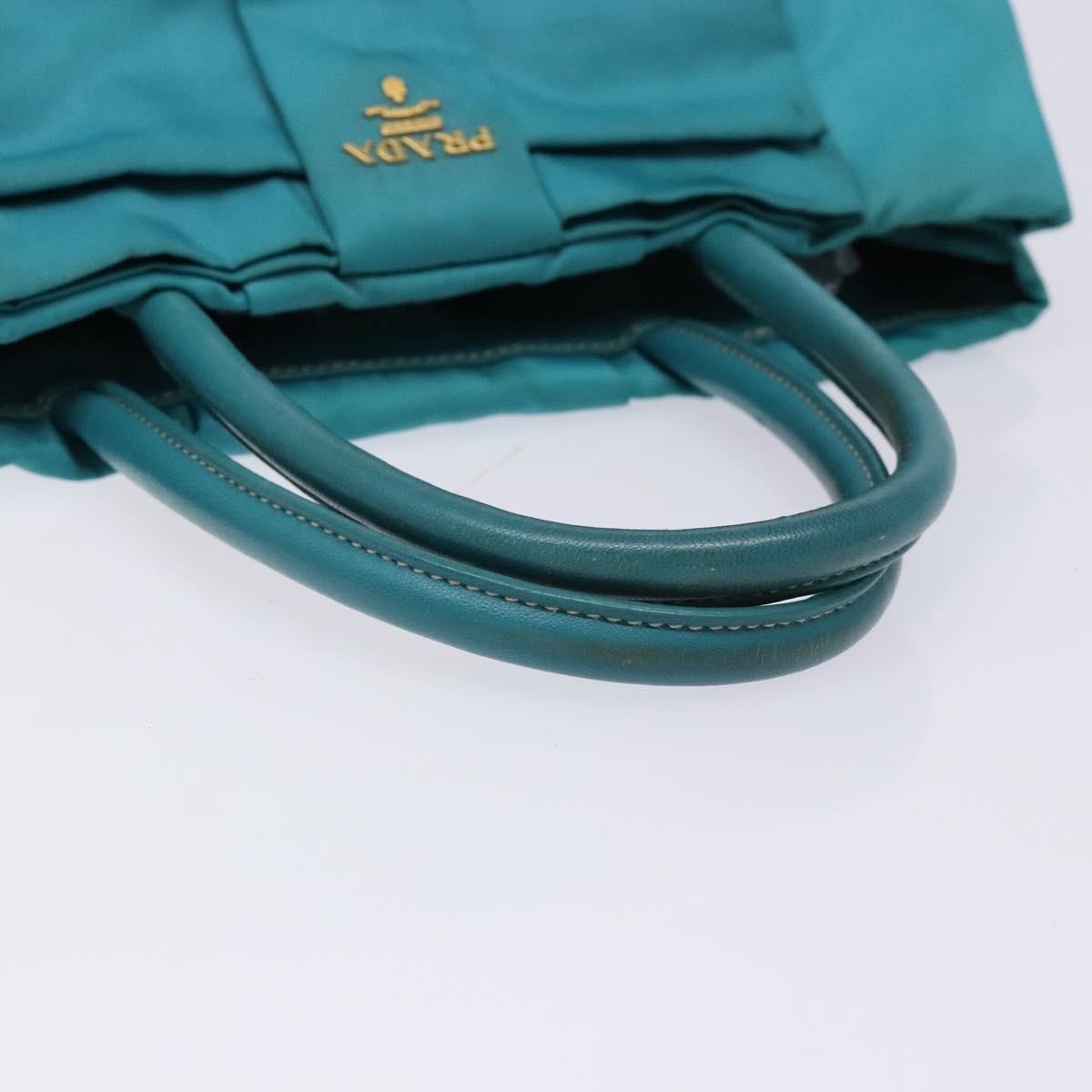 Prada Logo Bow Tote Tessuto with Leather, TURQUOISE, NYLON, Tote bag