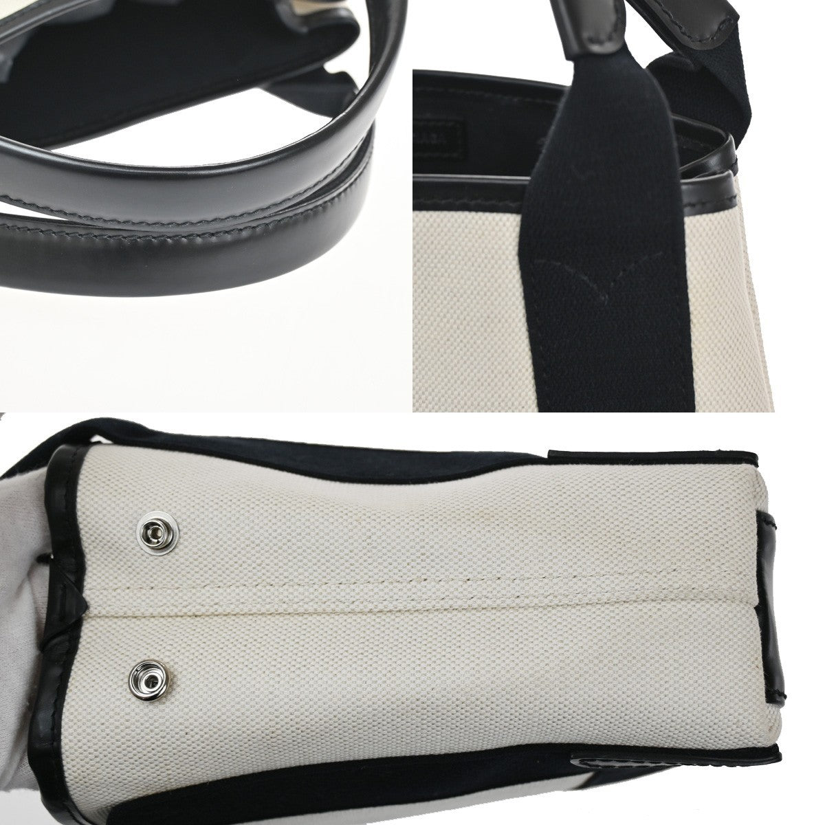 Balenciaga Navy Cabas Canvas with Leather, BEIGE, CANVAS, Bag