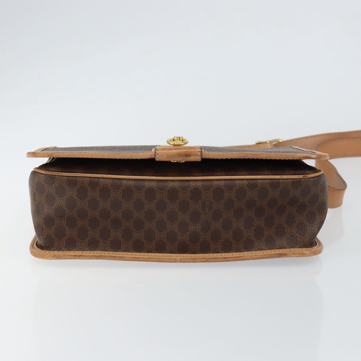 Celine Vintage Macadam Shoulder Bag Canvas and Leather, BROWN, CANVAS, Shoulder bag