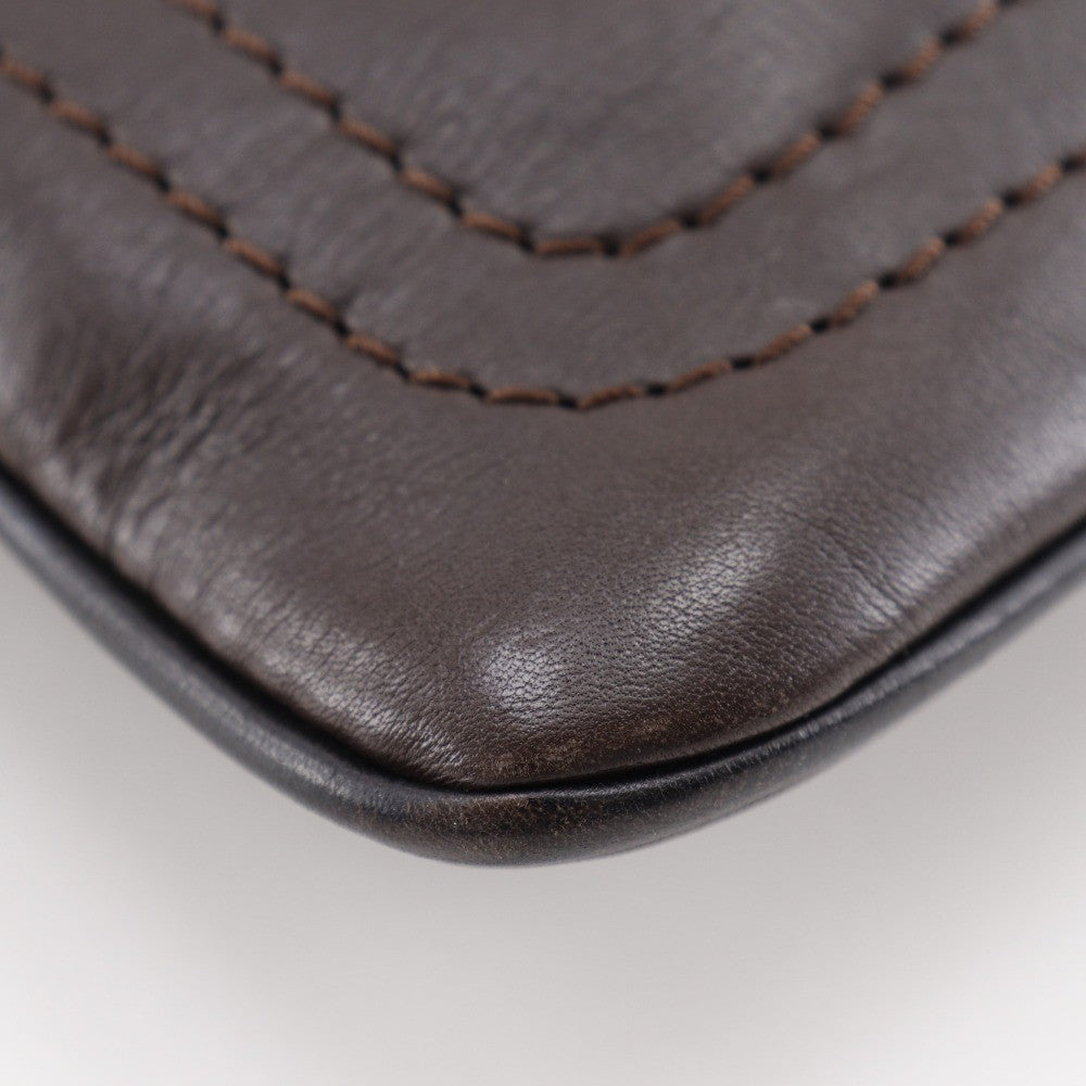 Louis Vuitton Sac Plat Crossbody Bag Utah Leather, BROWN, LEATHER, Shoulder bag