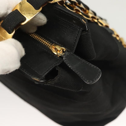 Salvatore Ferragamo Vala Shoulder Bag Canvas, BLACK, CANVAS, Shoulder bag