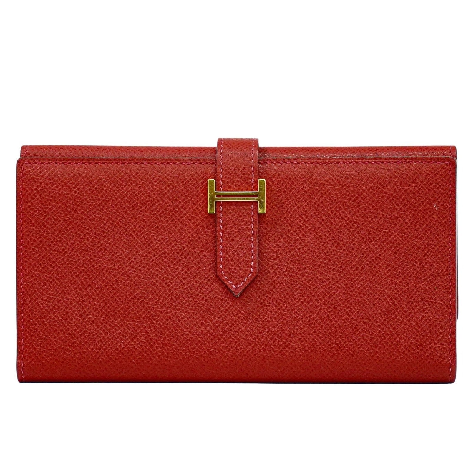 Hermes Bearn Wallet Epsom, RED, LEATHER, Wallets