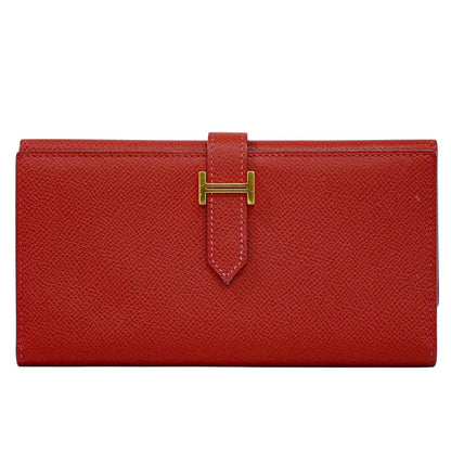 Hermes Bearn Wallet Epsom, RED, LEATHER, Wallets