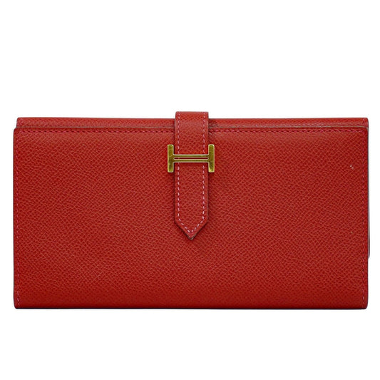 Hermes Bearn Wallet Epsom, RED, LEATHER, Wallets