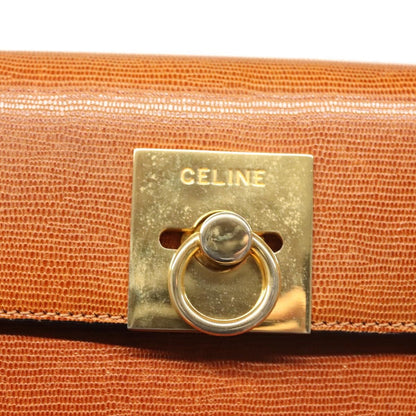 Celine Vintage Logo Top Handle Bag Leather, BROWN, LEATHER, Handbag