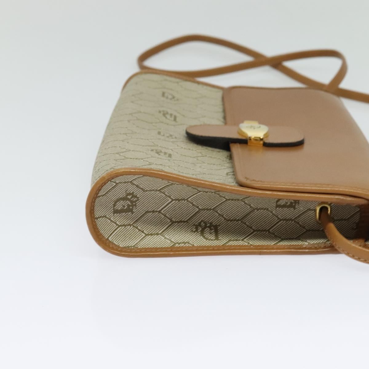Christian Dior Vintage Honeycomb Flap Crossbody Bag Canvas and Leather, BEIGE, CANVAS, Crossbody bag