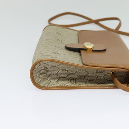 Christian Dior Vintage Honeycomb Flap Crossbody Bag Canvas and Leather, BEIGE, CANVAS, Crossbody bag