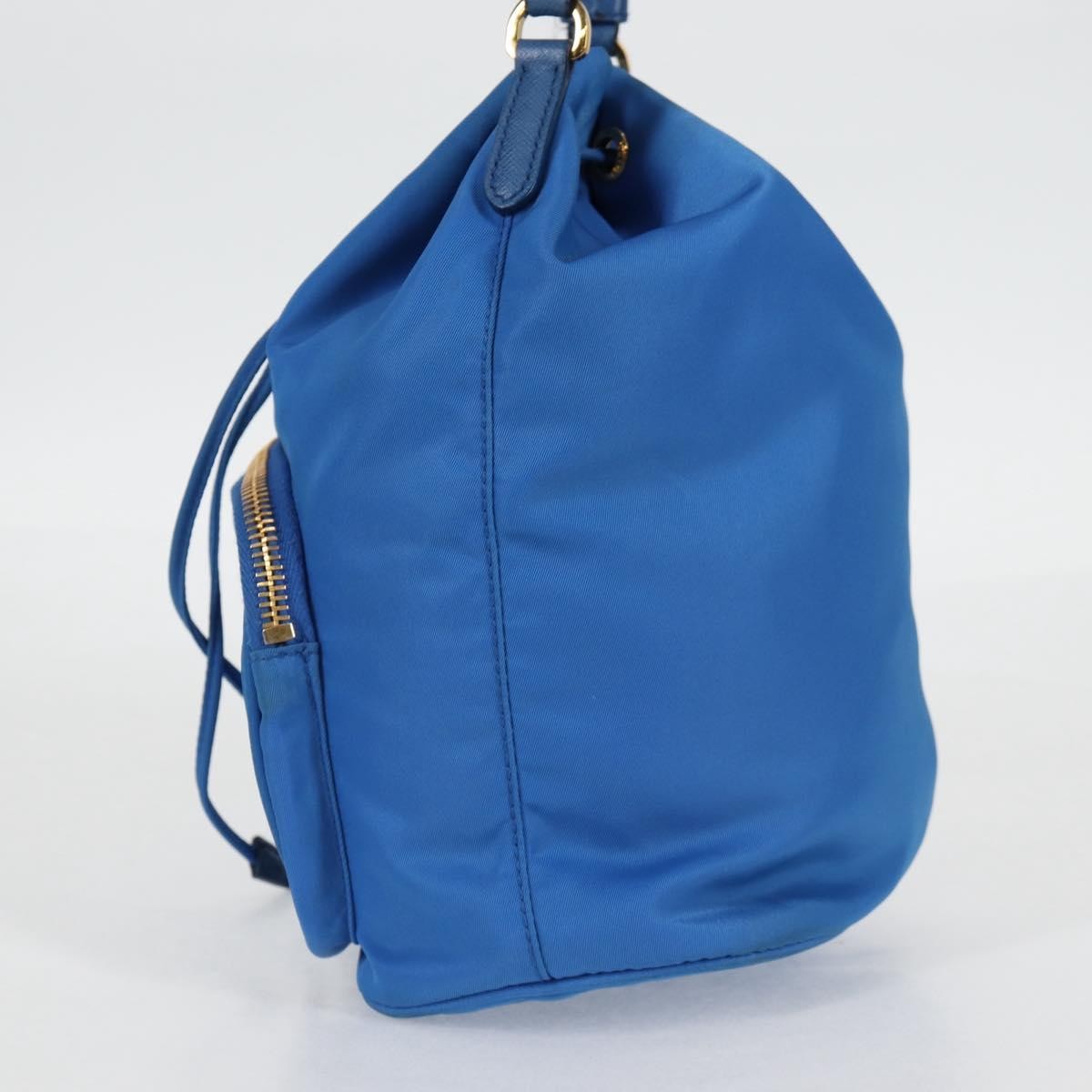 Prada Drawstring Bucket Bag Tessuto, BLUE, NYLON, Handbag