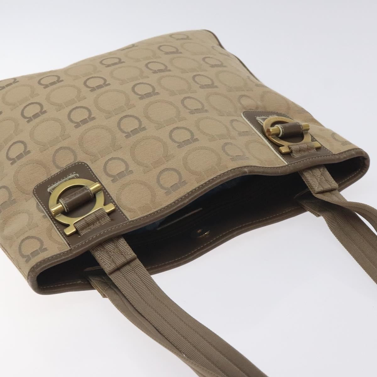 Salvatore Ferragamo Gancini Tote Gancini Canvas, BEIGE, CANVAS, Tote bag