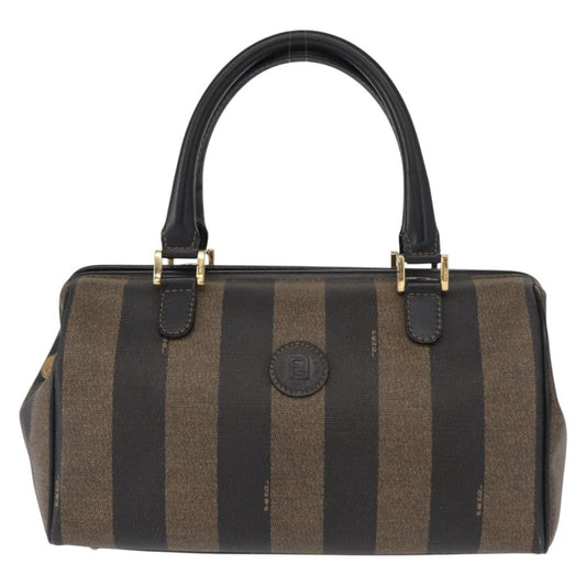 Fendi Vintage Pequin Convertible Boston Bag Coated Canvas, BROWN, CANVAS, Travel bag