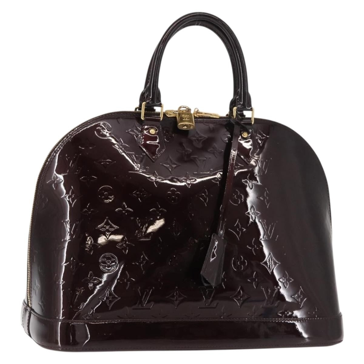 Louis Vuitton Alma Handbag Monogram Vernis, PURPLE, PATENT_LEATHER, Handbag