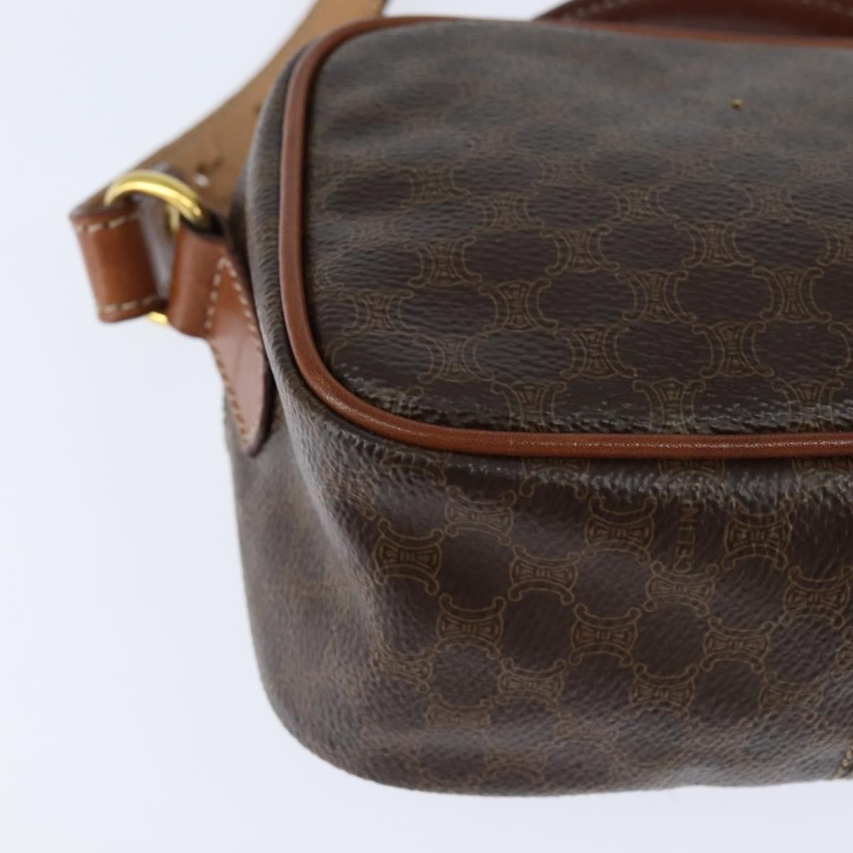 Celine Vintage Macadam Shoulder Bag Canvas, BROWN, CANVAS, Shoulder bag