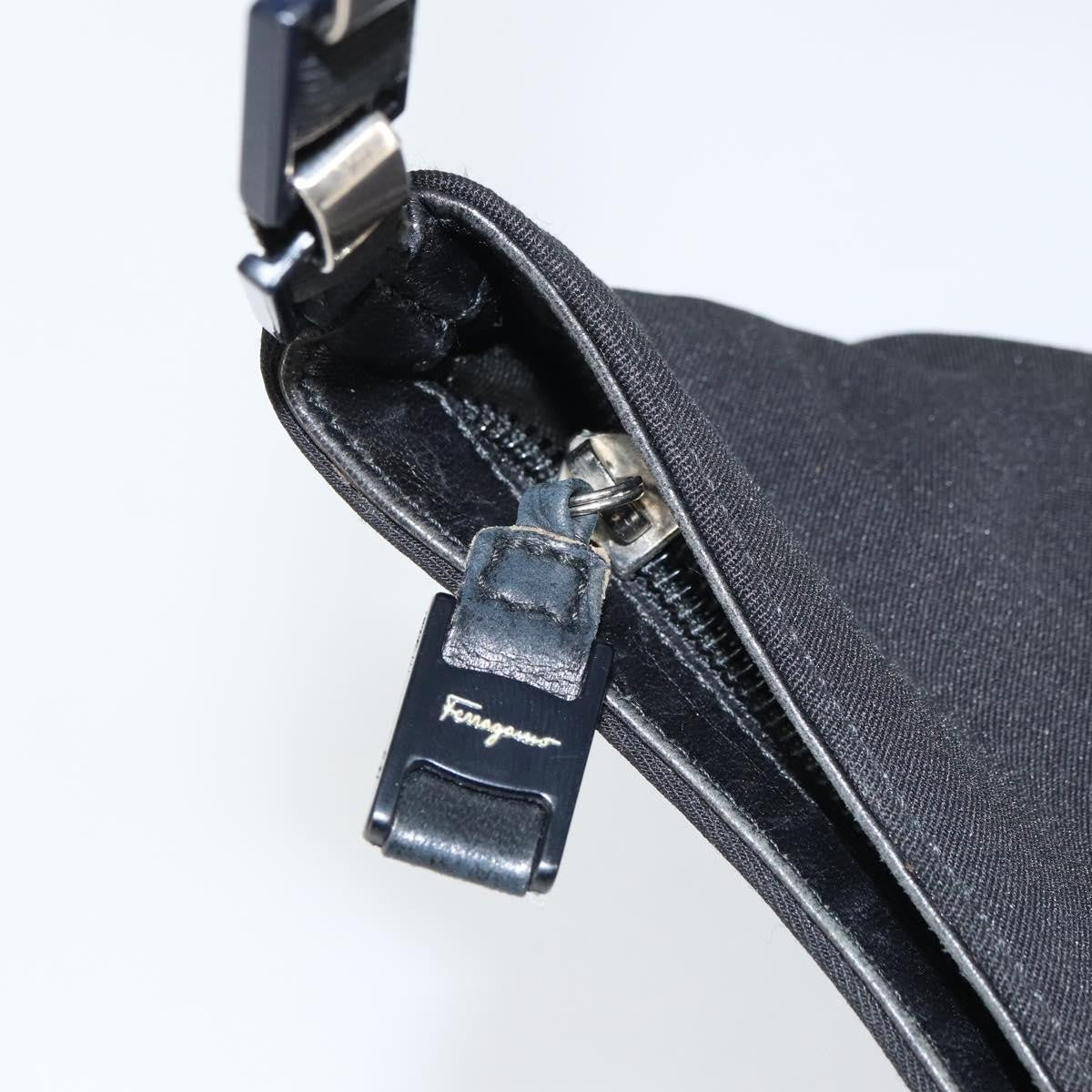 Salvatore Ferragamo Vala Shoulder Bag Nylon, BLACK, NYLON, Shoulder bag