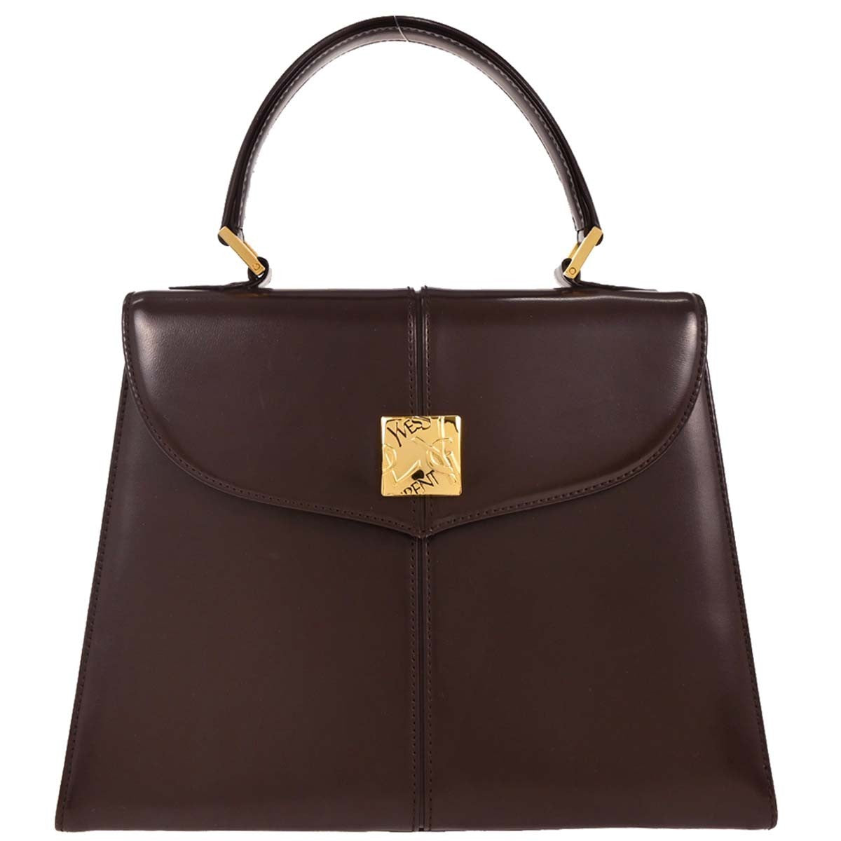 Saint Laurent Vintage Handbag Leather, BROWN, LEATHER, Handbag