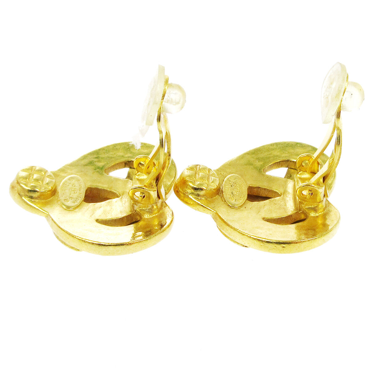 Chanel Vintage CC Heart Cut Out Drop Clip-On Earrings Metal, GOLD, GOLD_PLATED, Earrings