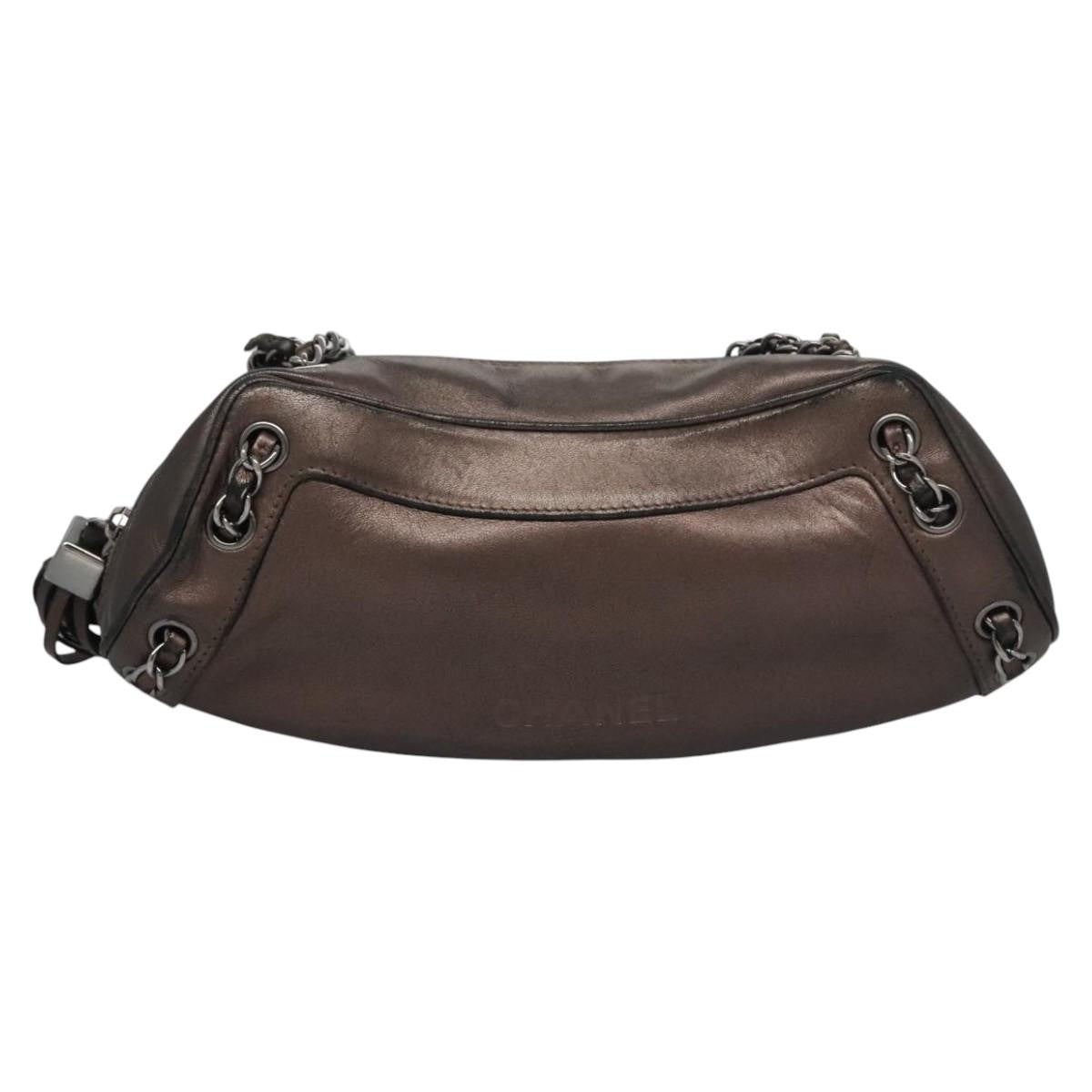 Chanel Lax Tassel Chain Shoulder Bag Leather, BROWN, LEATHER, Shoulder bag