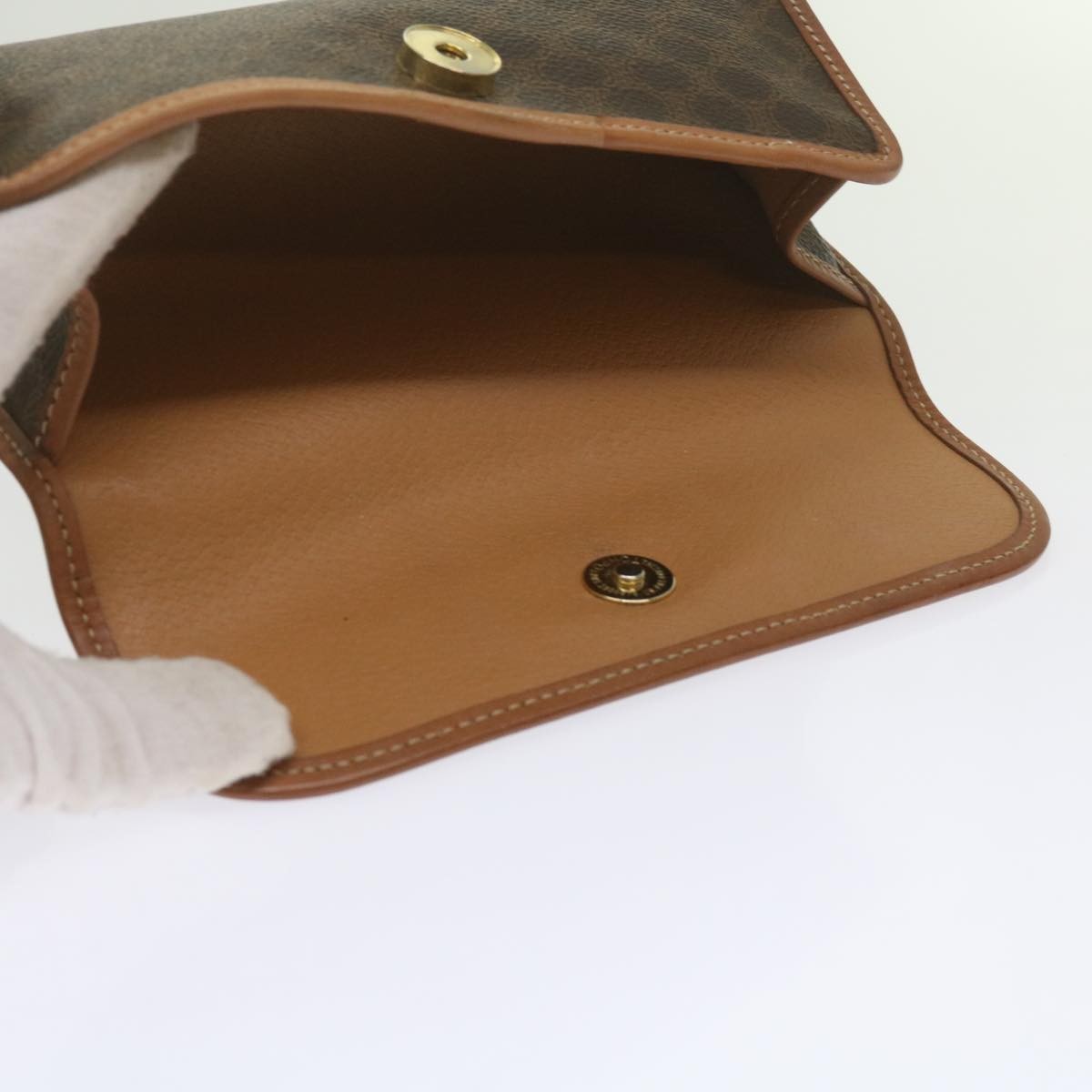 Celine Macadam Pochette Canvas and Leather, BROWN, CANVAS, Clutche & pouche