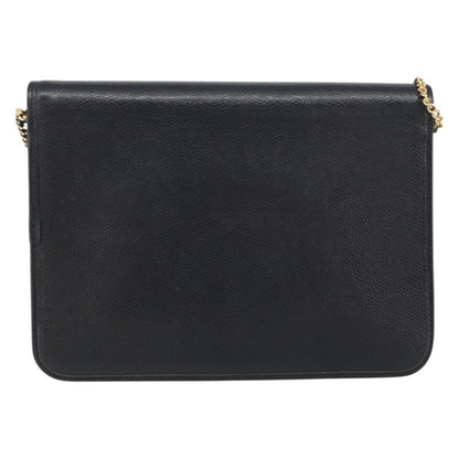 Christian Dior Vintage CD Chain Flap Shoulder Bag Leather, BLACK, LEATHER, Shoulder bag