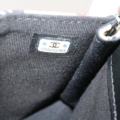 Chanel Flap Card Holder on Chain Quilted Printed Canvas, BEIGE, CANVAS, Shoulder bag