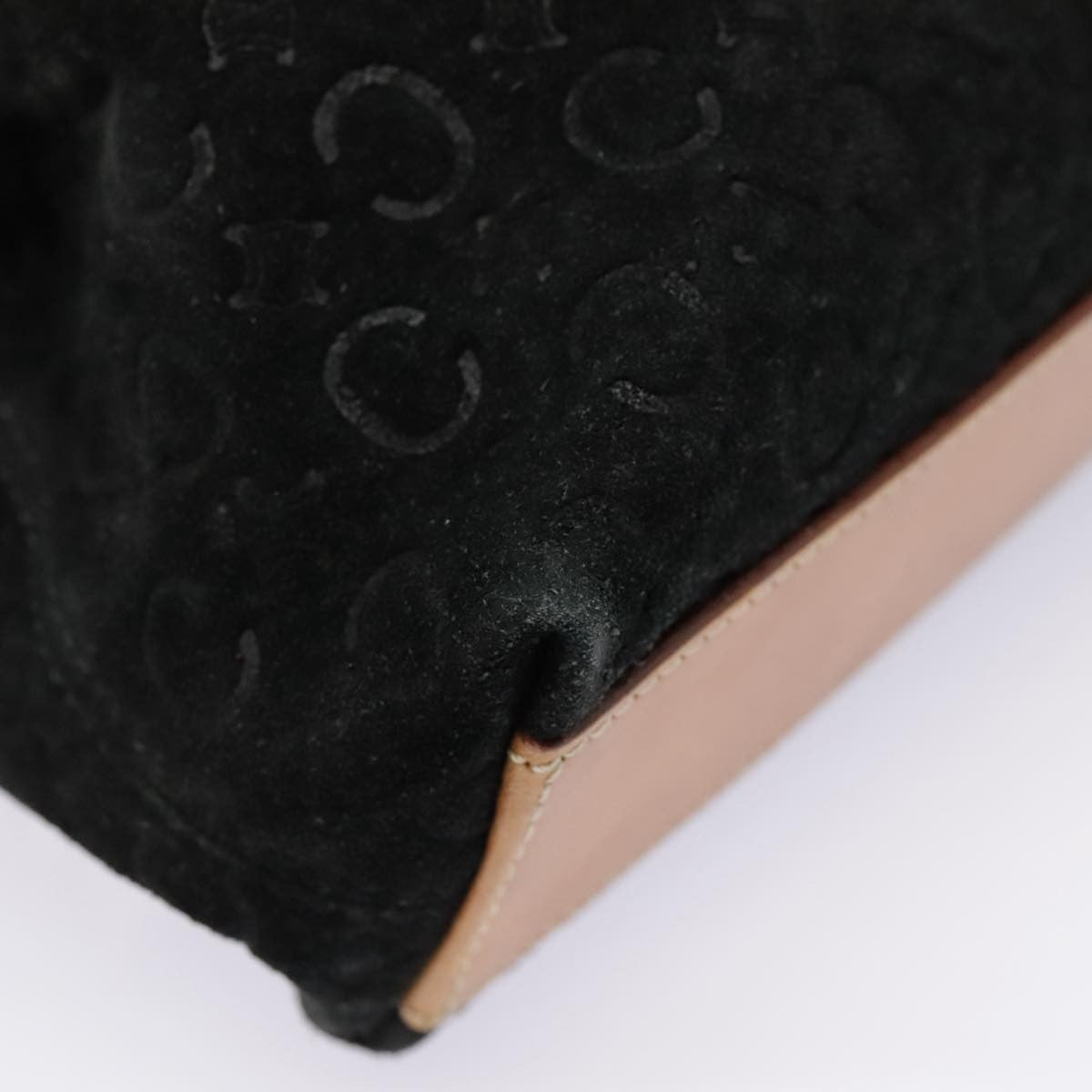 Celine Vintage Macadam Handbag Canvas, BLACK, CANVAS, Handbag