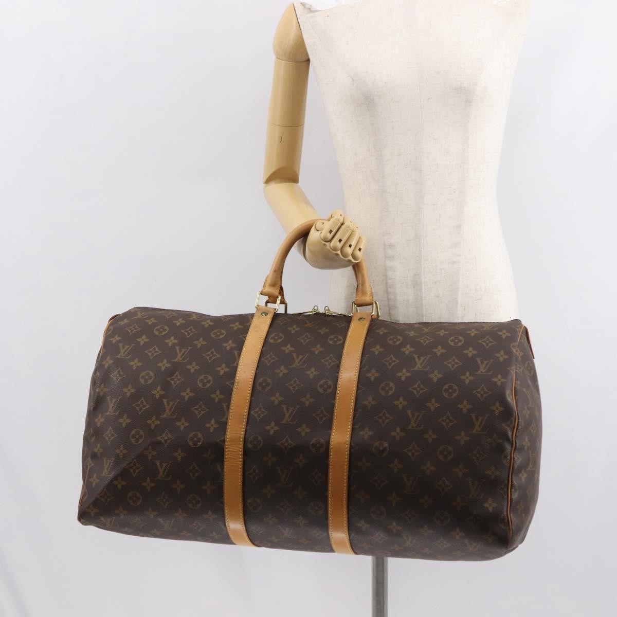 Louis Vuitton Keepall Bag Monogram Canvas, BROWN, CANVAS, Travel bag