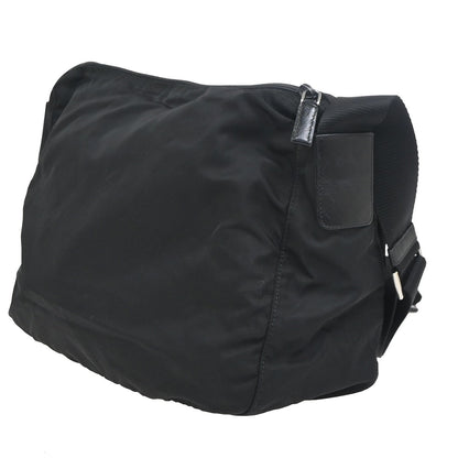 Prada Zip Buckle Messenger Bag Tessuto, BLACK, NYLON, Crossbody bag