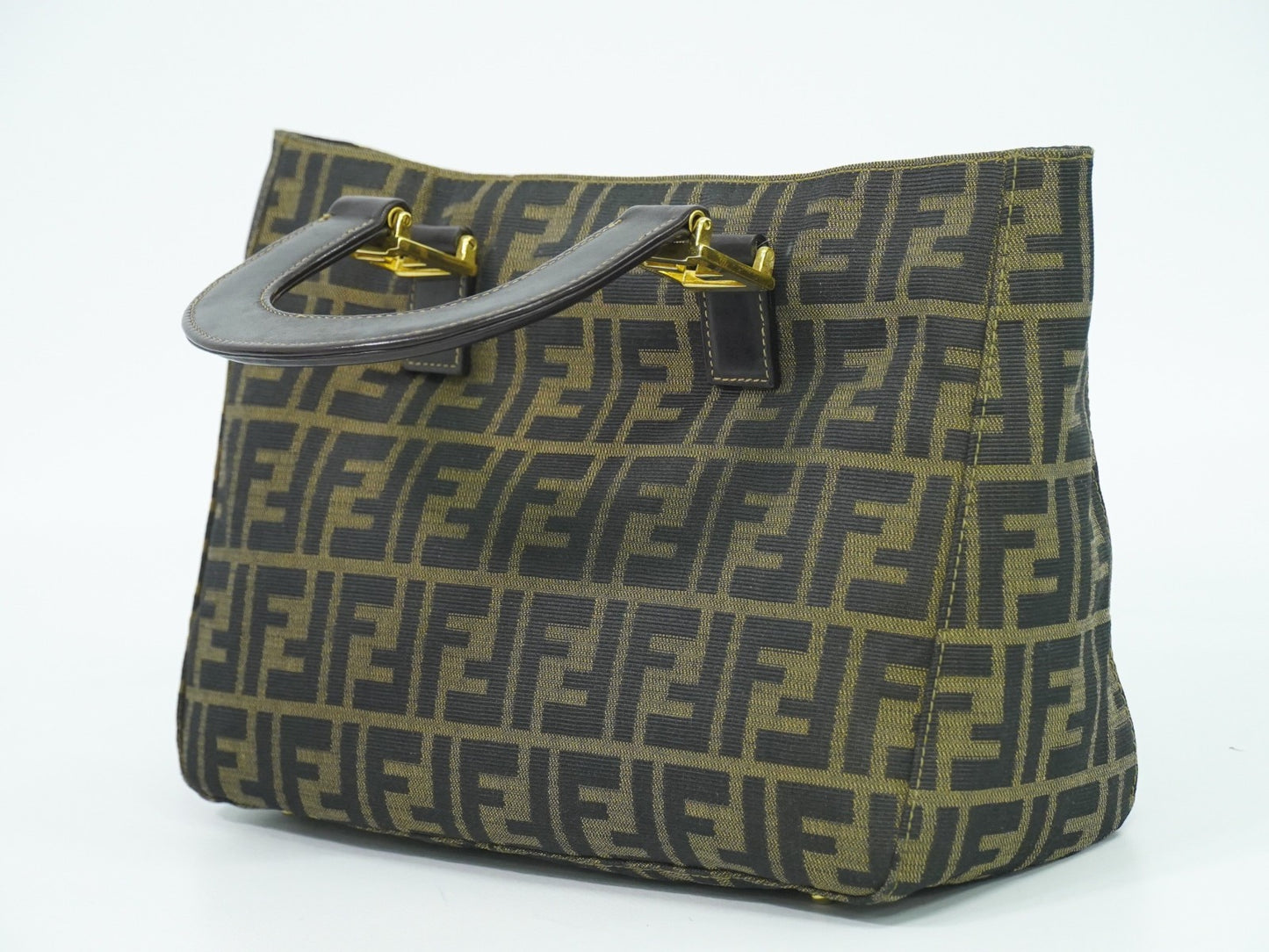 Fendi Vintage Zucca Handbag Zucca, BROWN, CANVAS, Handbag