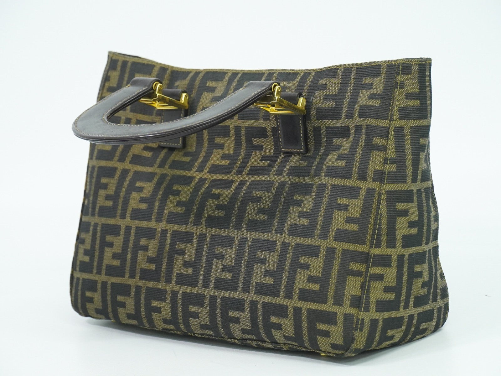 Fendi Vintage Zucca Handbag Zucca, BROWN, CANVAS, Handbag