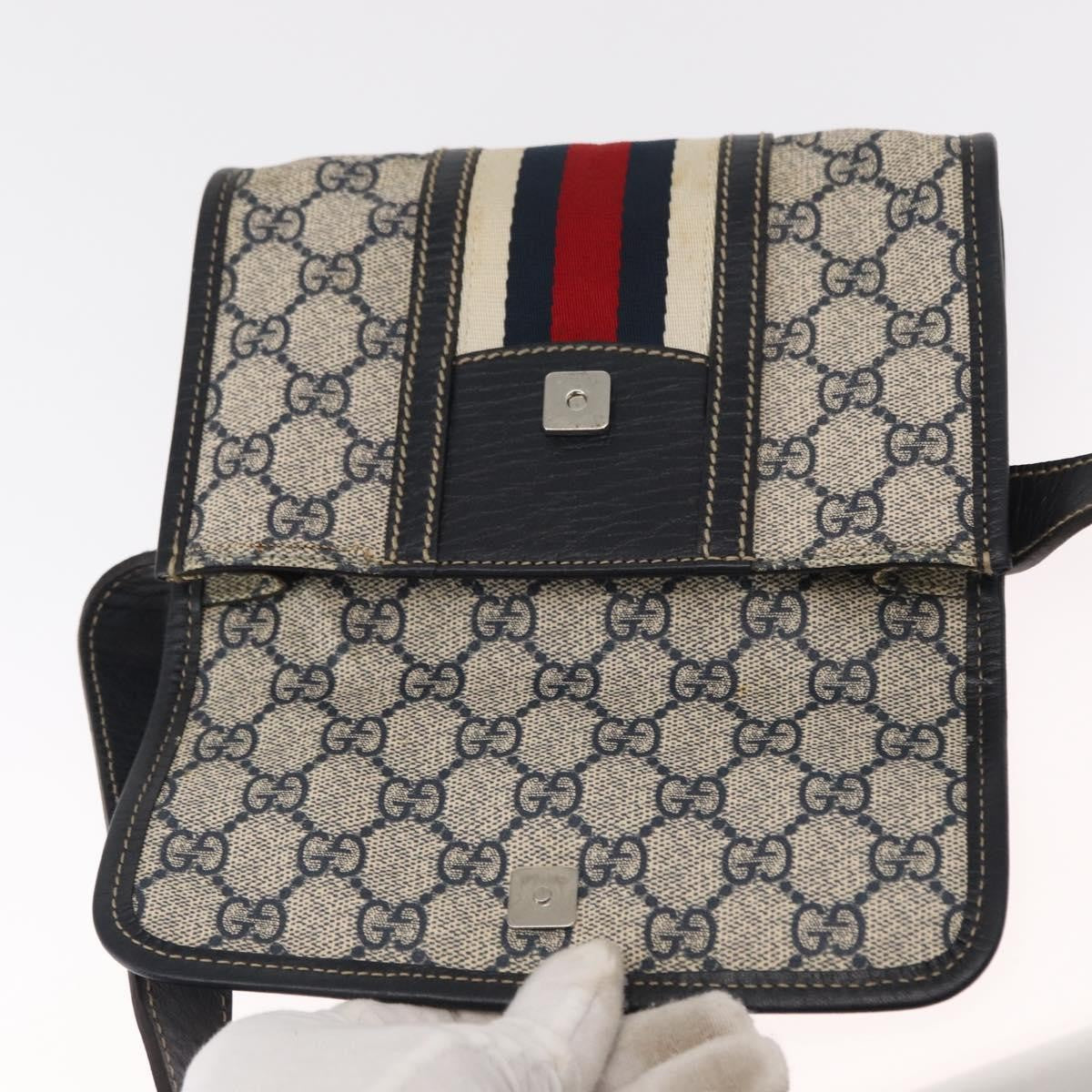 Gucci Vintage Web Belt Bag GG Coated Canvas, NAVY, PVC, Clutche & pouche