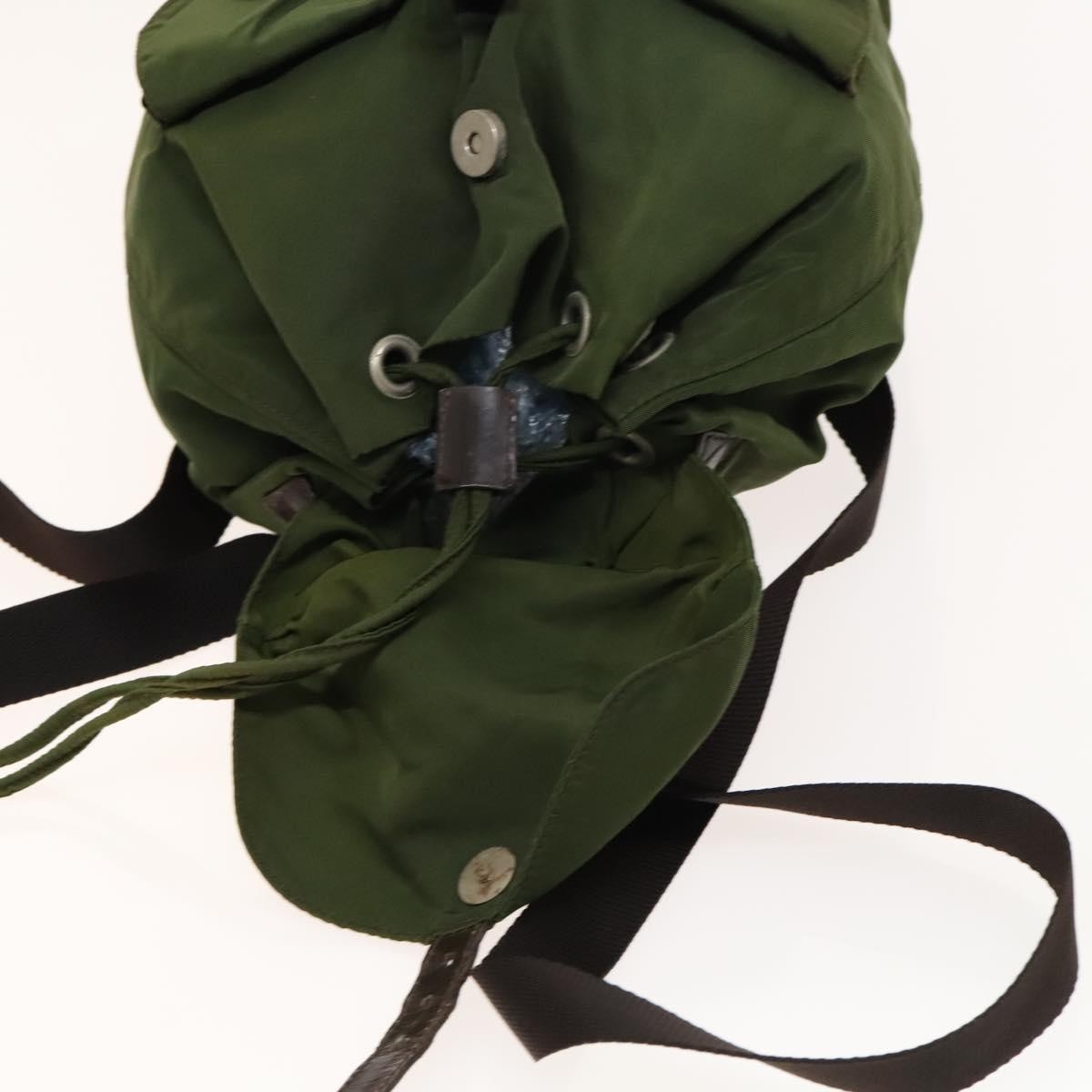 Prada Vela Double Front Pocket Backpack Tessuto with Saffiano Leather, KHAKI, NYLON, Backpack