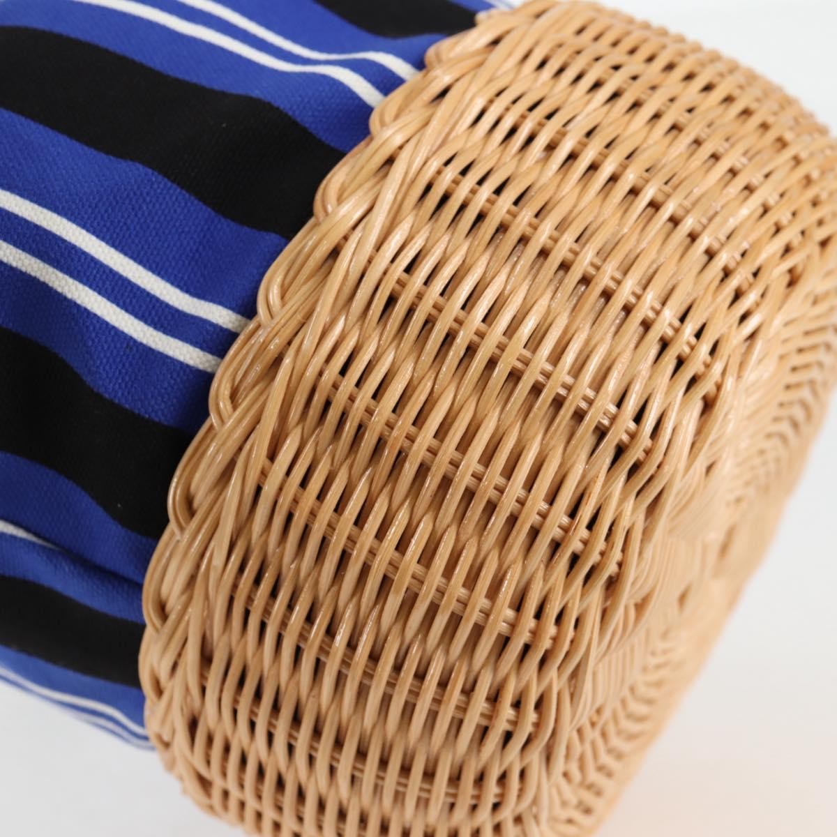 Prada Drawstring Bucket Bag Canvas and Wicker, BLUE, CANVAS, Handbag