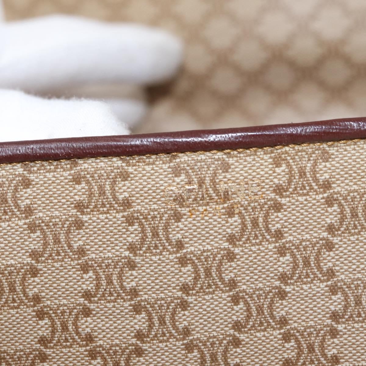 Celine Vintage Macadam Shoulder Bag Canvas and Leather, BEIGE, CANVAS, Shoulder bag