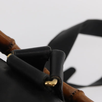 Gucci Vintage Bamboo Backpack Leather, BLACK, LEATHER, Backpack