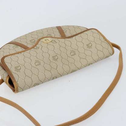 Christian Dior Vintage Honeycomb Flap Crossbody Bag Canvas and Leather, BEIGE, CANVAS, Shoulder bag