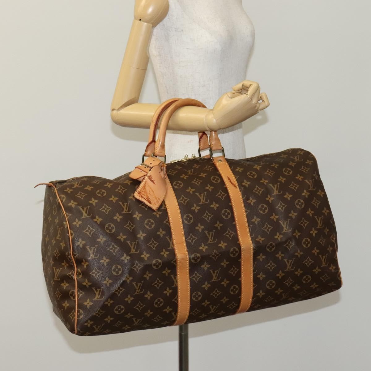 Louis Vuitton Keepall Bag Monogram Canvas, BROWN, CANVAS, Travel bag
