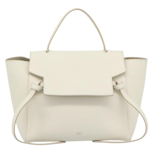 Celine Belt Bag Textured Leather, White, Leather, Handbag