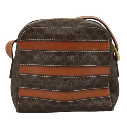 Celine Macadam Shoulder Bag Leather, BROWN, LEATHER, Shoulder bag