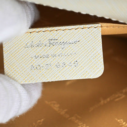 Salvatore Ferragamo Gancini Shoulder Bag Leather, WHITE, LEATHER, Shoulder bag