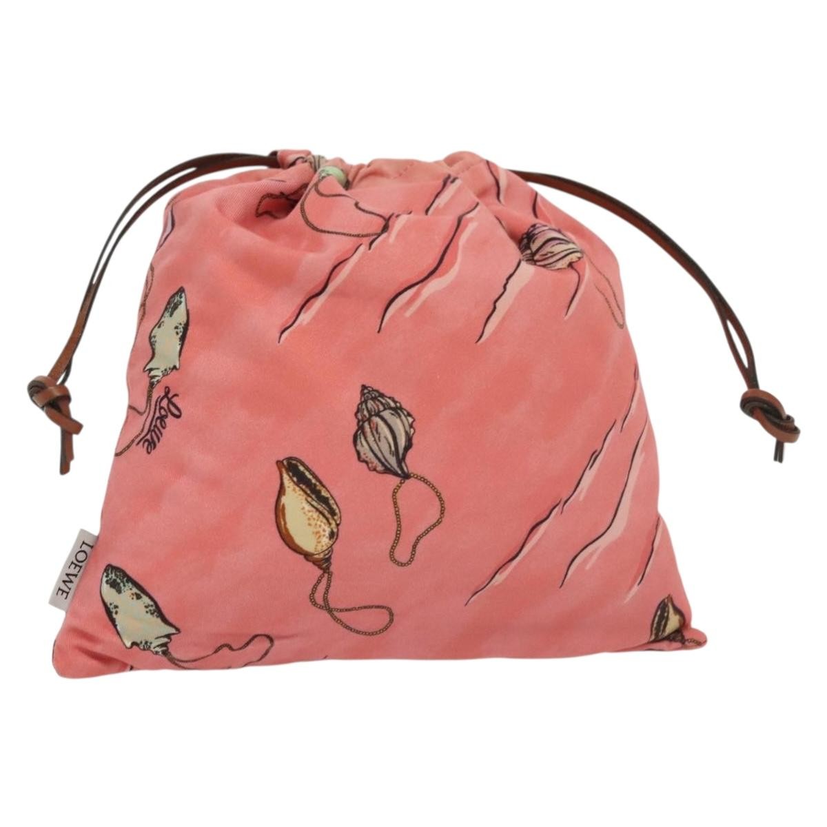 Loewe Drawstring Pouch Printed Canvas, PINK, CANVAS, Clutche & pouche