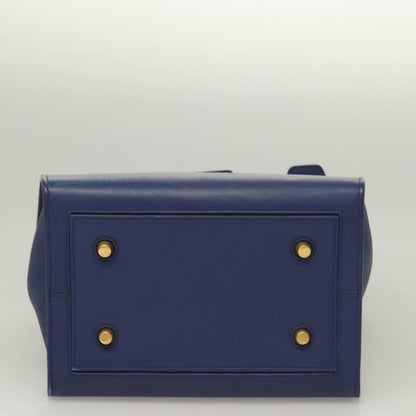 Celine Tie Knot Tote Smooth Leather, NAVY, LEATHER, Handbag