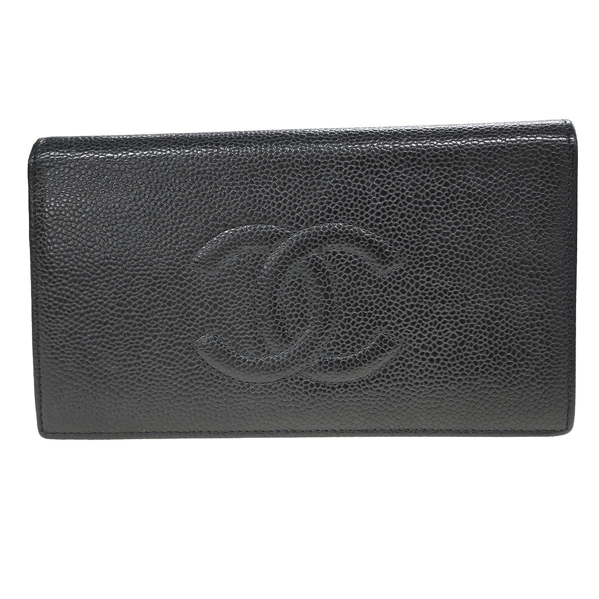 Chanel Timeless CC French Wallet Caviar, Black, Leather, Wallet