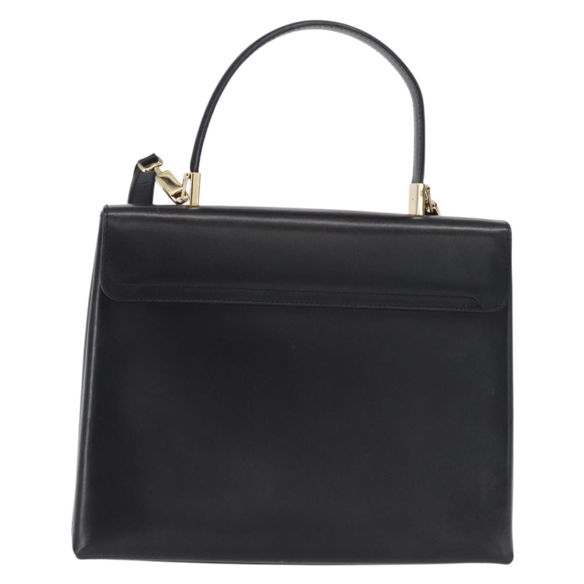 Salvatore Ferragamo Gancini handbag Leather, BLACK, LEATHER, Handbag