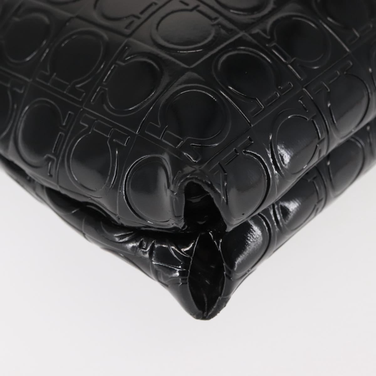 Salvatore Ferragamo Gancini Shoulder Bag Patent Leather, BLACK, PATENT_LEATHER, Shoulder bag