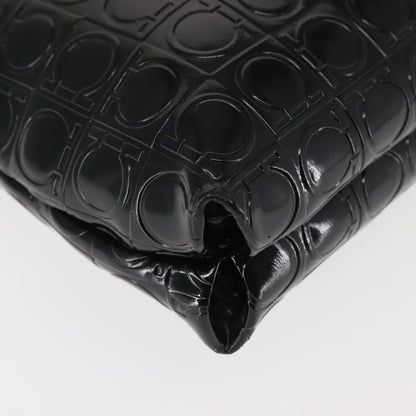 Salvatore Ferragamo Gancini Shoulder Bag Patent Leather, BLACK, PATENT_LEATHER, Shoulder bag