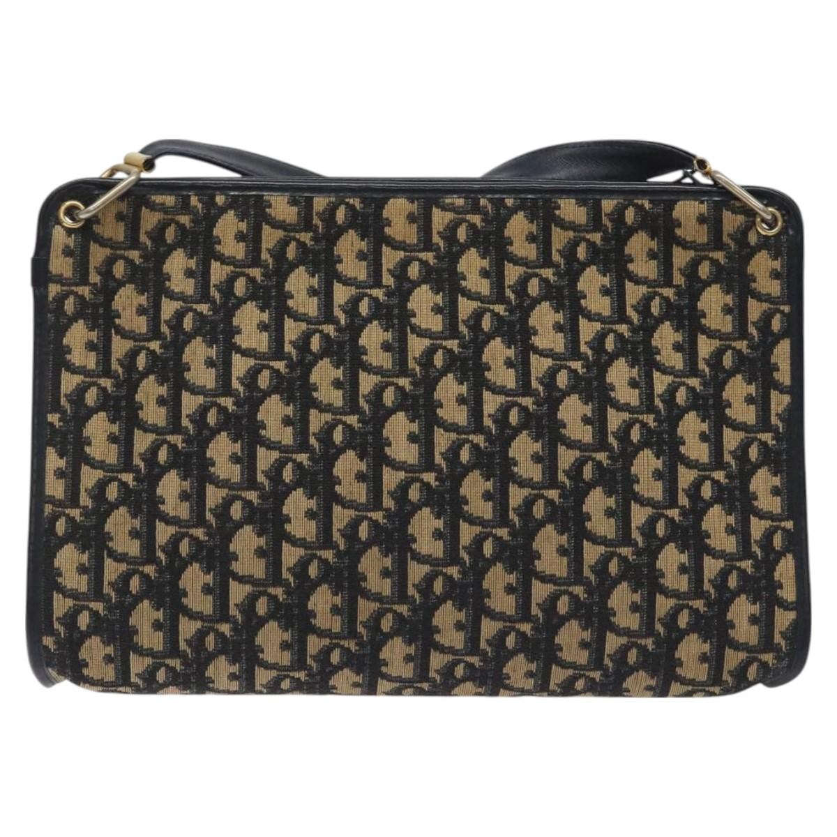 Christian Dior Vintage Trotter Shoulder Bag Canvas, NAVY, CANVAS, Shoulder bag